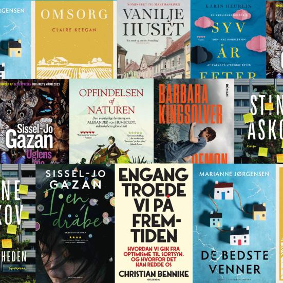 En masse overlappende bogforsider.