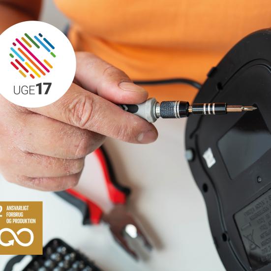Skruetrækker skruer i elektronik. Uge 17 logo. Verdensmål 12.