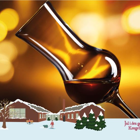 Et glas snaps. Jul i den gamle Kongeby logo.