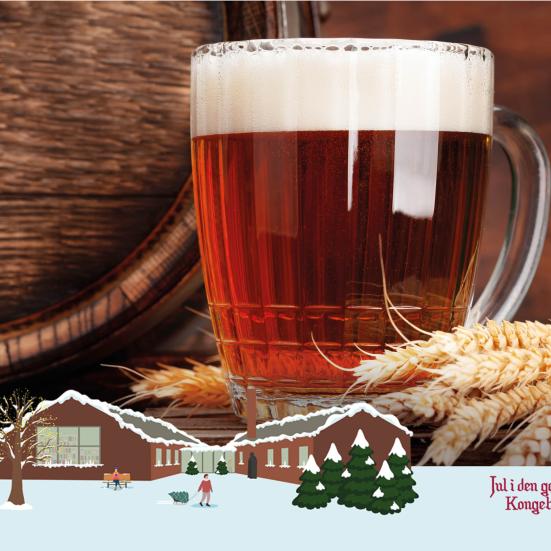 Et glas øl. Jul i den gamle Kongeby logo. 