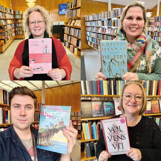 Ansatte fra Nyborg Bibliotek står og holder deres bedste læseoplevelser.