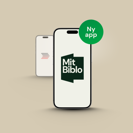 En mobil med appikonet for den nye app "Mit Biblo"