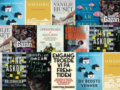 En masse overlappende bogforsider.