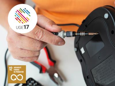 Skruetrækker skruer i elektronik. Uge 17 logo. Verdensmål 12.