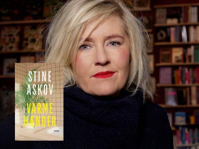 Bogforsiden til "Varme hænder" og portrætfotografi af Stine Askov fotograferet af Linda Hansen.