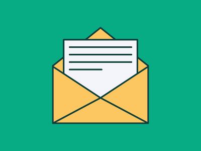 Illustration af et åbent brev på en lysegrøn baggrund.