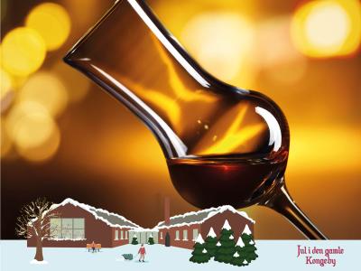 Et glas snaps. Jul i den gamle Kongeby logo.