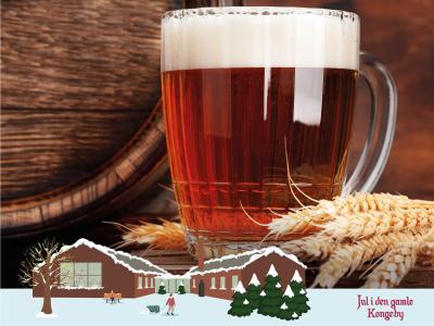 Et glas øl. Jul i den gamle Kongeby logo. 