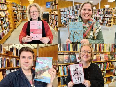 Ansatte fra Nyborg Bibliotek står og holder deres bedste læseoplevelser.