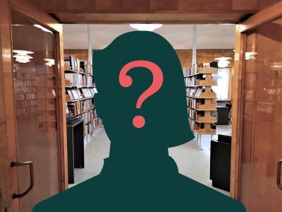 Billede til jobopslag og ledig stilling med silhuetten af en anonyme person med  spørgsmålstegn på ansigtet.