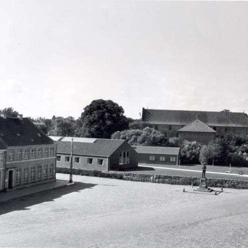 Nyborg Bibliotek set fra rådhuset. 