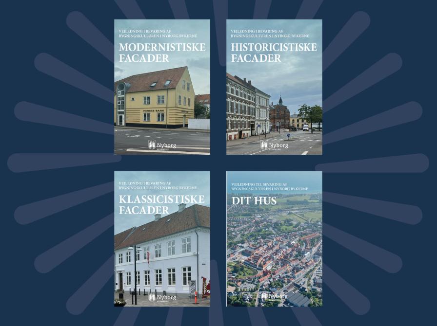 Forsiderne til de fire vejledninger.