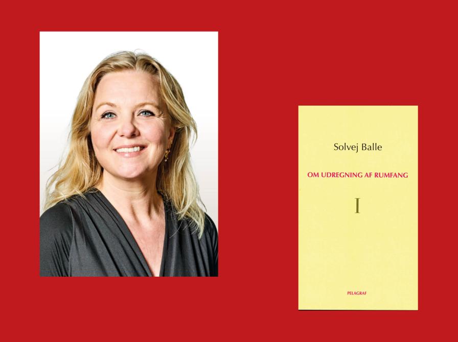 Portræt af Suzette Frovin og bogforside til Om udregning af rumfang I