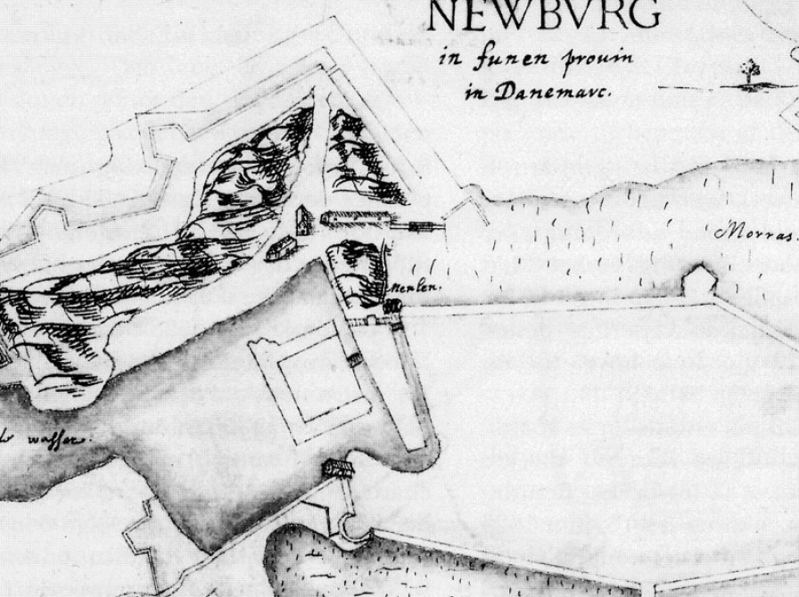 Det ældst bevarede kort tegnet af Frans de Traytorrens. Foto: Nyborg Lokalhistoriske Arkiv