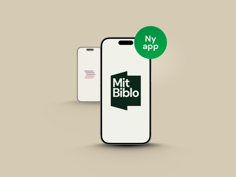 En mobil med appikonet for den nye app "Mit Biblo"